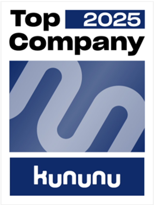 Siegel „Top Company 2023“ von Kununu, das Unternehmen für gute Bewertungen als Arbeitgeber auszeichnet.