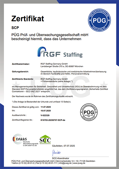 Geprüfte Sicherheit Zertifizierung nach SCP – Sicherheits-Zertifikat-Personaldienstleister